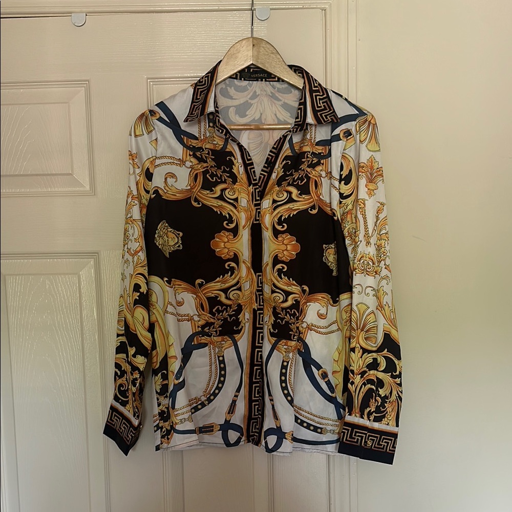 Gold and Black Patterned Blouse